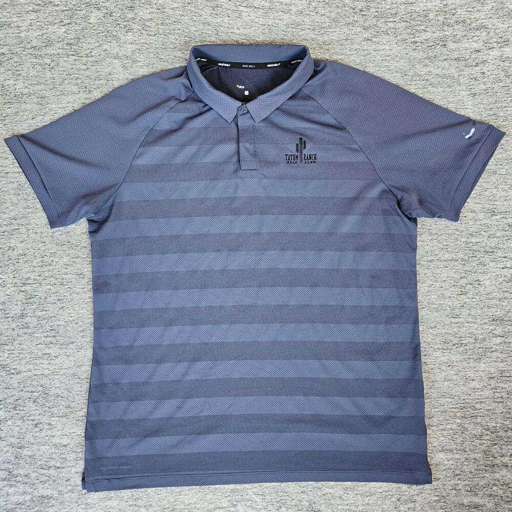Nike Golf Men's M Zonal Cooling Polo Shirt Blue Short Sleeve Mesh Performance